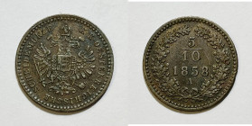 AUSTRIA. Francesco Giuseppe (1848-1916). 5/10 kreuzer 1858 A. KM 2182; Cu; 1,70gr

BB+