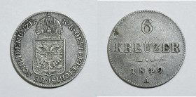 AUSTRIA. Francesco Giuseppe (1848-1916). 6 kreuzer 1849 A "Vienna". KM 2200; Mi; 1,91gr

SPL