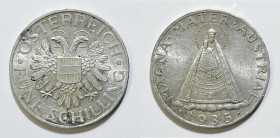 AUSTRIA. Prima repubblica. 5 Shilling 1935 KM 2853; Ag; 15gr.

BB+