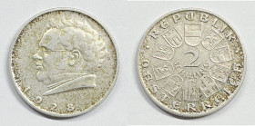 AUSTRIA. 2 Scellini 1928. 100Â° anniversario - Morte di Franz Schubert KM 2843; Ag. 12

SPL