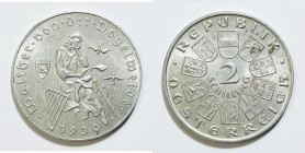 AUSTRIA. 2 scellini 1930 "Walther von der Vogelweide". KM 2845; Ag; 12gr

SPL