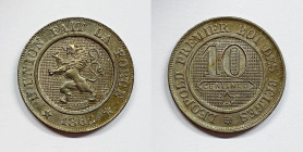 BELGIO. Leopoldo I. 10 cent 1862 Cu

SPL

 Legenda "Belges"
