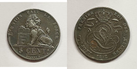 BELGIO. Leopoldo I. 5 cent 1842 Cu

BB

 Legenda "Belges"