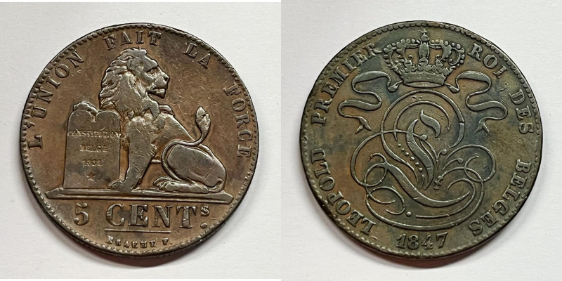 BELGIO. Alberto I. 5 cent. 1847 Cu

BB