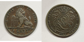 BELGIO. Leopoldo I. 5 cent 1848 Cu

qBB

 Legenda "Belges"