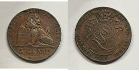 BELGIO. Leopoldo I. 5 cent 1851 Cu

BB

 Legenda "Belges"