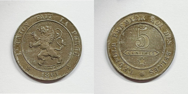 BELGIO. Leopoldo I. 5 Cent 1861 Cu Ni

SPL

 Legenda "Belges"