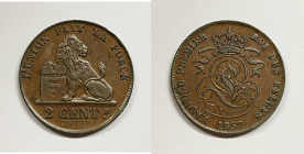 BELGIO. Leopoldo I. 2 cent 1857 Cu

SPL

 Legenda "Belges"
