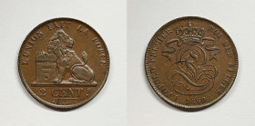 BELGIO. Leopoldo I. 2 cent 1860 Cu

SPL

 Legenda "Belges"