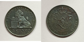 BELGIO. Leopoldo I. 2 cent 1862 Cu

SPL

 Legenda "Belges"
