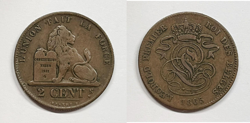 BELGIO. Leopoldo I. 2 Cent 1865

BB

 Legenda "Belges"