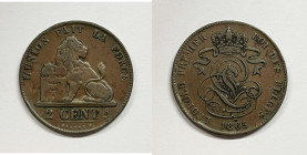 BELGIO. Leopoldo I. 2 cent 1865 Cu

BB

 Legenda "Belges"