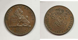 BELGIO. Leopoldo I. 2 cent 1865 Cu

SPL

 Legenda "Belges"