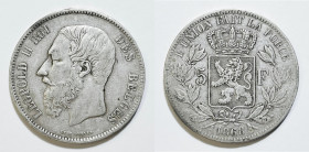 BELGIO. Leopoldo II (1865-1909). 5 franchi 1868. KM 24; Ag; 24,83gr

BB