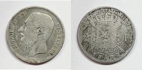 BELGIO. Leopoldo II. 2 Franchi 1867 KM 30; Ag; 10gr.

BB

 RARA