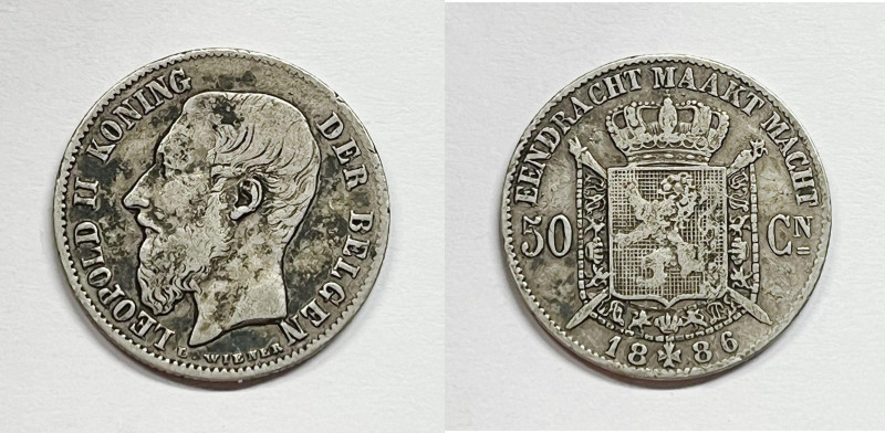 BELGIO. Leopoldo II. 50 Cent 1886 KM 27; Ag; 2,5gr.

BB

 Legenda "Belgen"