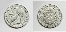 BELGIO. Leopoldo II. 50 Cent 1886 KM 27; Ag; 2,5gr.

BB

 Legenda "Belgen"