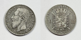 BELGIO. Leopoldo II. 50 Cent 1886 KM 26; Ag; 2,54gr.

BB

 Legenda "Belgen"