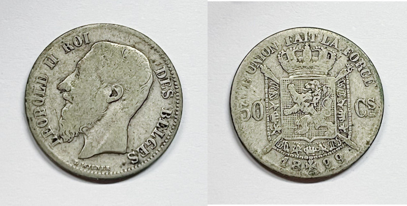 BELGIO. Leopoldo II. 50 Cent 1899 KM 27; Ag; 2,5gr.

qBB

 Legenda "Belges"
