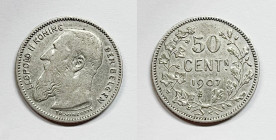 BELGIO. Leopoldo II. 50 Cent 1907 KM 27; Ag; 2,5gr.

BB

 Legenda "Belgen"