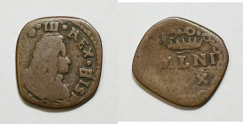 MILANO. Carlo III (1707-1740). Quattrino 1707 KM 113; Cu 

Qbb