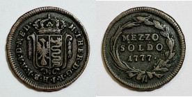 MILANO. REGNO LOMBARDO VENETO. Maria Teresa (1740-1780). 1/2 soldo 1777. MIR 441/1; Cu; 3,90gr

BB+