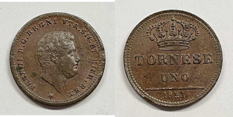 NAPOLI. Regno di Napoli. Ferdinando II. 1 Tornese 1851 Gig.295; CU; 

FDC