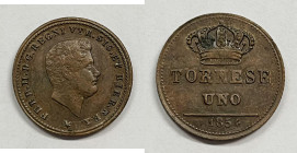 NAPOLI. Regno di Napoli. Ferdinando II. 1 Tornese 1854 Gig.298; CU; 

SPL