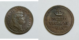 NAPOLI. REGNO DELLE DUE SICILIE. Ferdinando II di Borbone (1830-1859). Mezzo tornese 1853. Gig. 320; Cu; 1,55gr

qFDC