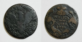 PALERMO. REGNO DI SICILIA. Amedeo II di Savoia (1713-1720). Grano 1716. MIR 901/F; Cu; 4,60gr

MB
