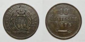 SAN MARINO. Vecchia Monetazione (1864-1938). 10 centesimi 1875. Gig.30

BB+