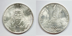 SAN MARINO. 1000 lire 1980 "San Benedetto". Gig.184. Ag. 14,6 gr

FDC