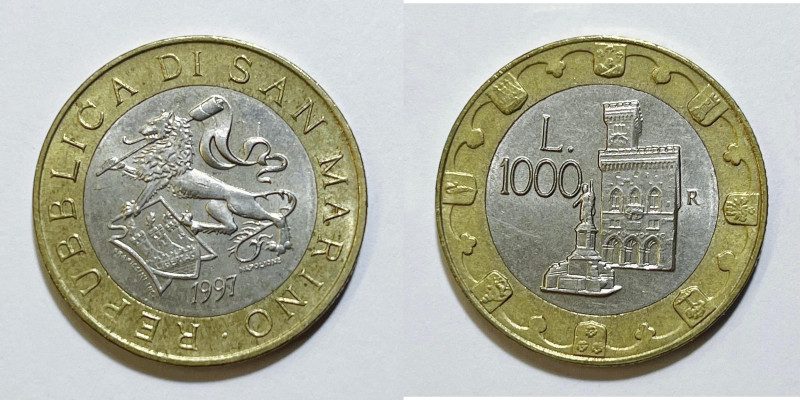 SAN MARINO. 1000 lire 1997 Gig 178; BA Cu Ni

FDC

 Emissione solo per colle...