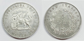 VENEZIA. Governo provvisorio (1848-1849) 5 lire 1848 I Tipo. Gig. 2 ; Ag. ; 25gr.

SPL

 NC - Colpetto
