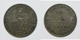 VENEZIA. Governo provvisorio (1848-1849). 5 centesimi 1849. Gig. 9; Cu; 5gr

qBB