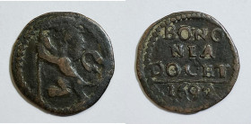 BOLOGNA. STATO PONTIFICIO. Innocenzo XII (1691-1700). Quattrino 1692. Munt. 149a; Cu; 2,23gr

qBB