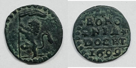 BOLOGNA. STATO PONTIFICIO. Innocenzo XII (1691-1700). Quattrino 1699 Cu

qSPL