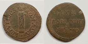 FERMO. Repubblica Romana (1798-1799). 2 Baiocchi. Bruni 11; CU; 16,26gr.

SPL

 Usuali debolezze di conio e piccole screpolature ma bellâ€™esempla...