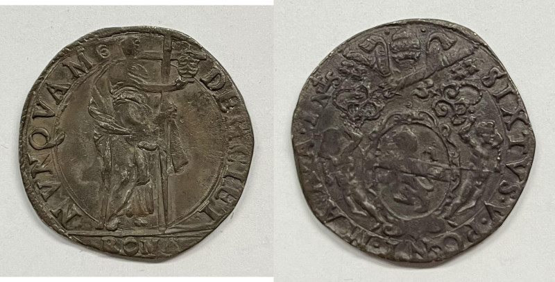 ROMA. STATO PONTIFICIO. Sisto V (1585-1590). Testone Anno I. Munt.3 ; Ag; 8,12gr...