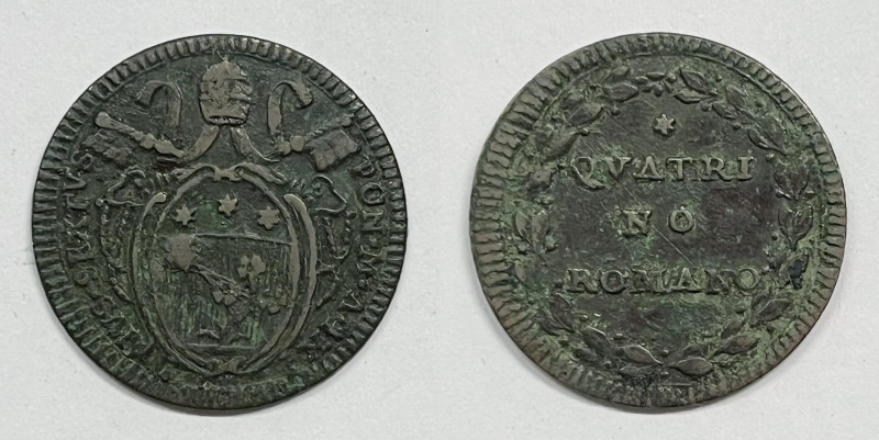 ROMA. STATO PONTIFICIO. Pio VI (1775-1799) . Quattrino An. IX Munt 142; Cu

BB