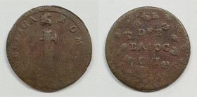ROMA. Prima Repubblica Romana (1798-1799). 2 Baiocchi s. data Gig. 13c.; Cu

qBB

 Corrosioni
