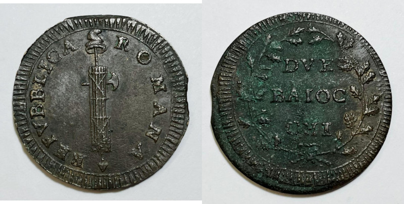 ROMA. Prima Repubblica Romana (1798-1799). 2 baiocchi. Cu; 17,93gr

BB/SPL