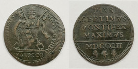 ROMA. STATO PONTIFICIO. Pio VII (1800-1823).Baiocco 1802 Gig54; Cu

BB+