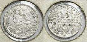 ROMA. STATO PONTIFICIO. Pio IX (1846-1870). 10 soldi 1869 anno XXIV Ag;

SPL