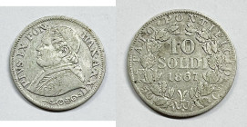 ROMA. STATO PONTIFICIO. Pio IX (1846-1870). 10 soldi 1867 Ag; 

SPL