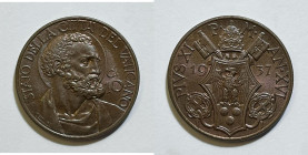 VATICANO. Pio XI (1929-1938). 10 centesimi 1937. Gig. 73; Cu

FDC rosso