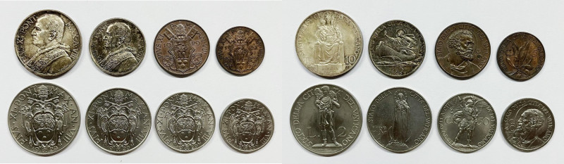 VATICANO. Pio XI (1929-1939). Serie di 8 valori 1929, anno VIII, da 10, 5 lire (...