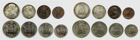VATICANO. Pio XI (1929-1939). Serie di 8 valori 1930, anno IX, da 10, 5 lire (Ag); 2, 1 lira, 0,50, 0,20 centesimi (Ni); 10, 5 centesimi (Cu)

FDC