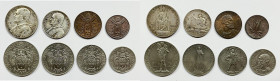 VATICANO. Pio XI (1929-1939). Serie di 8 valori 1933-1934, anno giubilare, da 10, 5 lire (Ag); 2, 1 lira, 0,50, 0,20 centesimi (Ni); 10, 5 centesimi (...