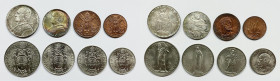 VATICANO. Pio XI (1929-1939). Serie di 8 valori 1936, anno XV, da 10, 5 lire (Ag); 2, 1 lira, 0,50, 0,20 centesimi (Ni); 10, 5 centesimi (Cu)

FDC